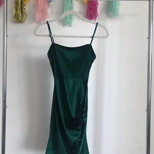 Green velvet Windsor dress for nye